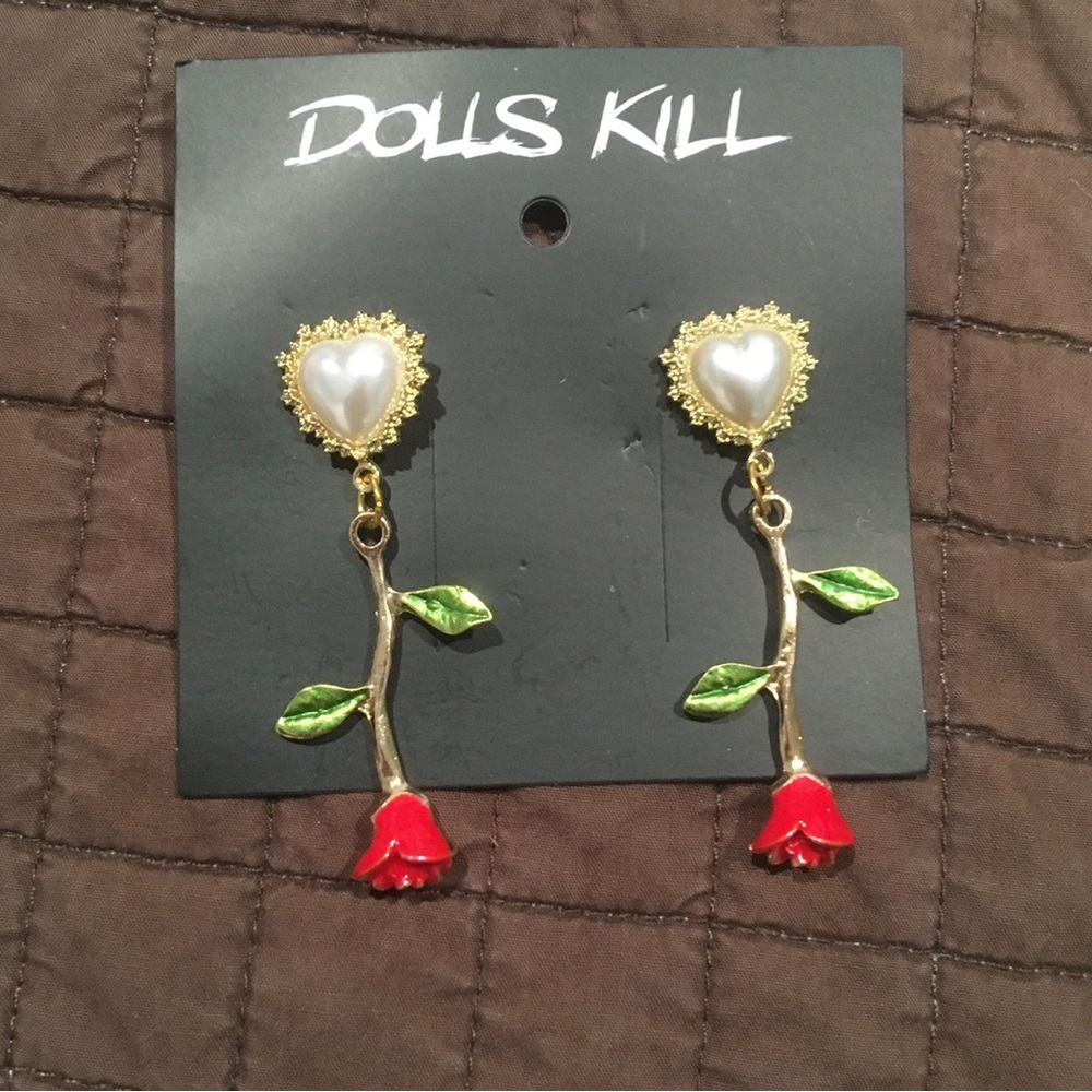 Dolls Kill Rose Earrings - Picture 2 of 4